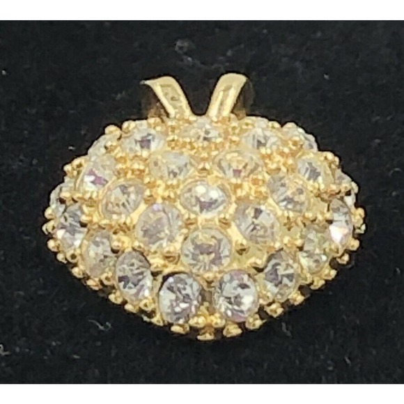 Roman Gold Tone Crystal Rhinestone Heart Pendant - Picture 5 of 10